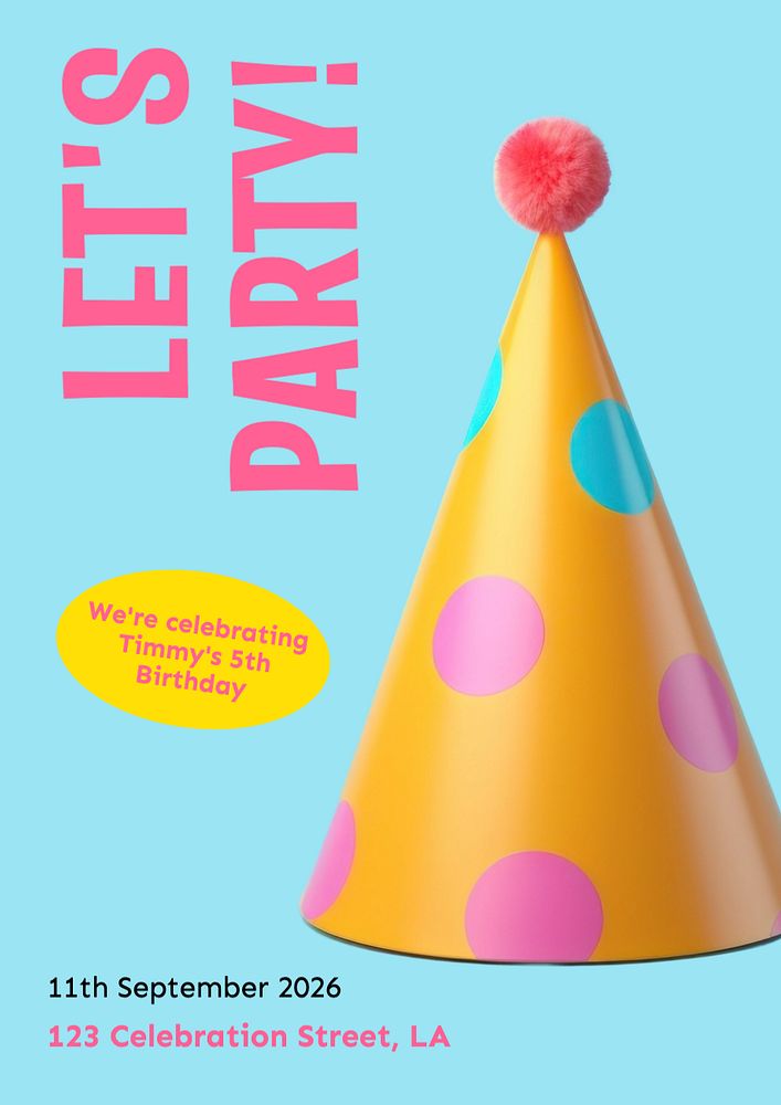 Lets party poster template, editable text and design