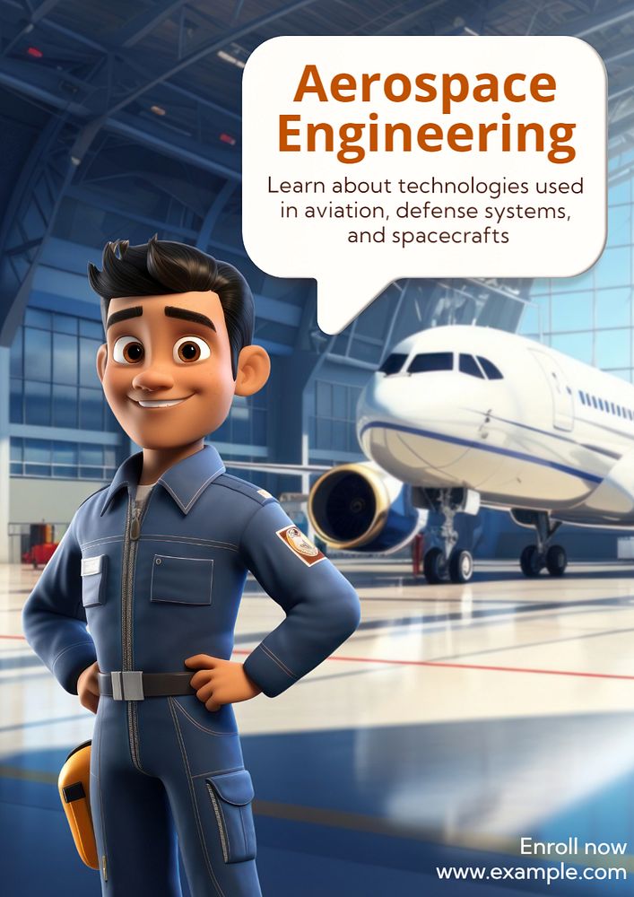 Aerospace engineering poster template, editable text and design