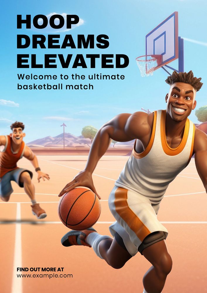 Basketball match poster template, editable text and design