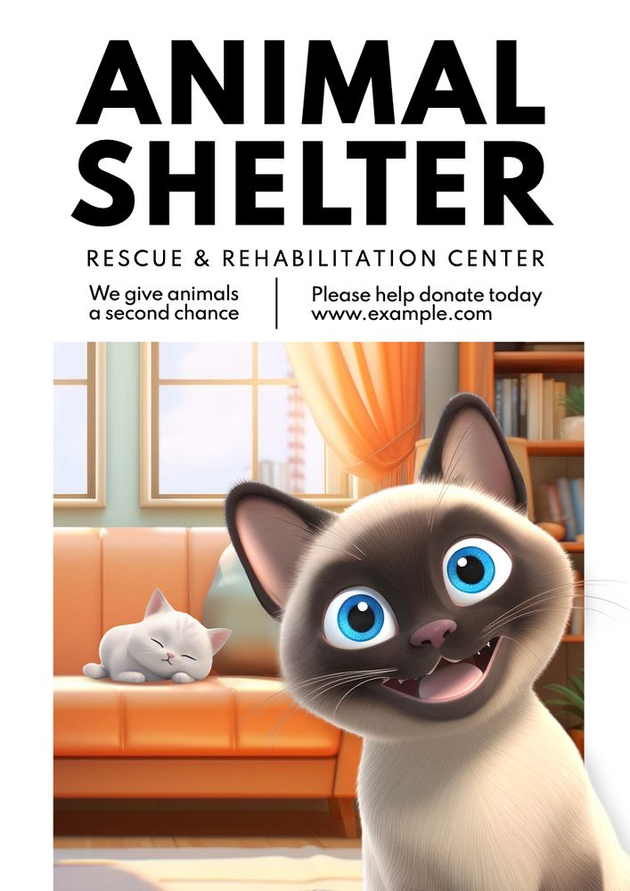 Animal shelter poster template, editable text and design