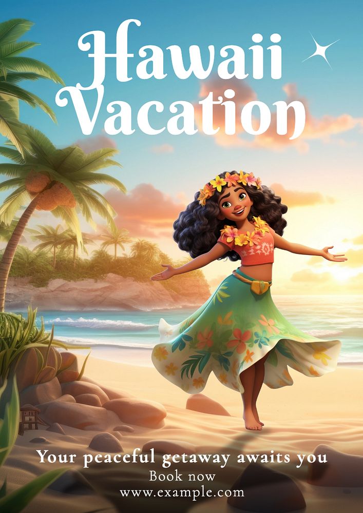 Hawaii vacation poster template, editable text and design