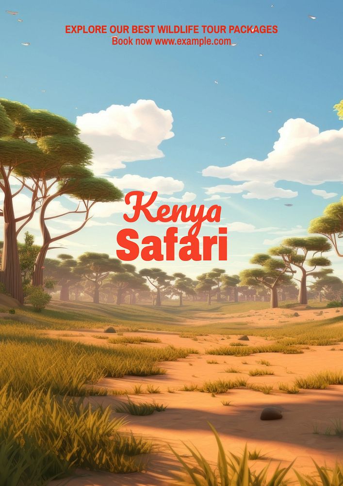 Kenya safari poster template, editable text and design