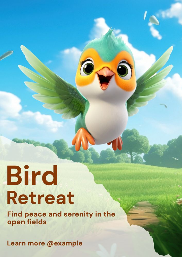 Bird retreat poster template, editable text and design