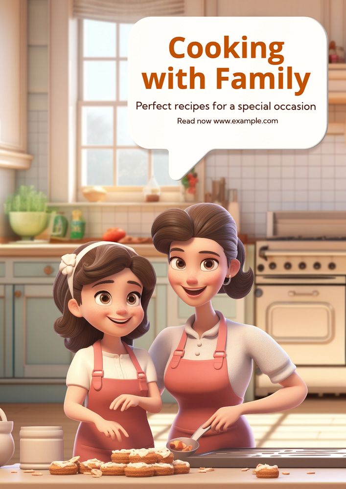 Family cooking recipes poster template, editable text and design