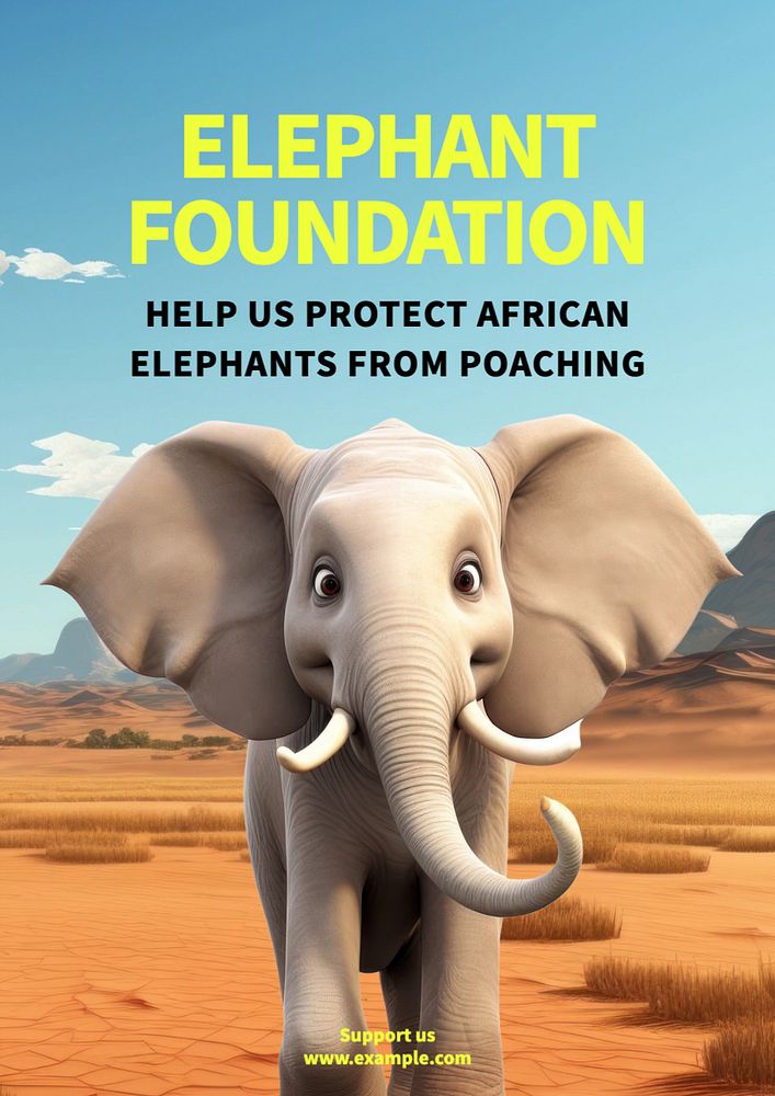 Elephant foundation poster template, editable text and design