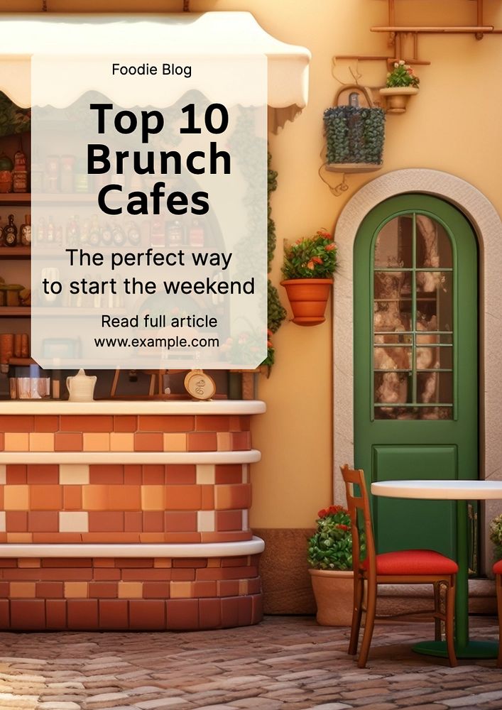 Brunch cafes poster template, editable text and design