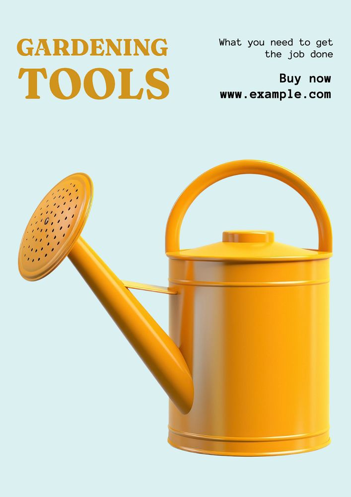 Gardening tools poster template, editable text and design