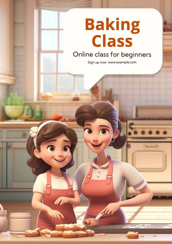 Baking class poster template, editable text and design