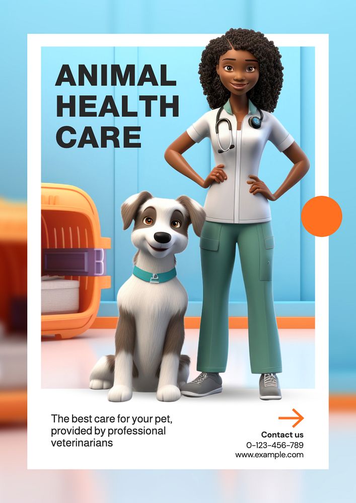 Animal health care poster template, editable text and design