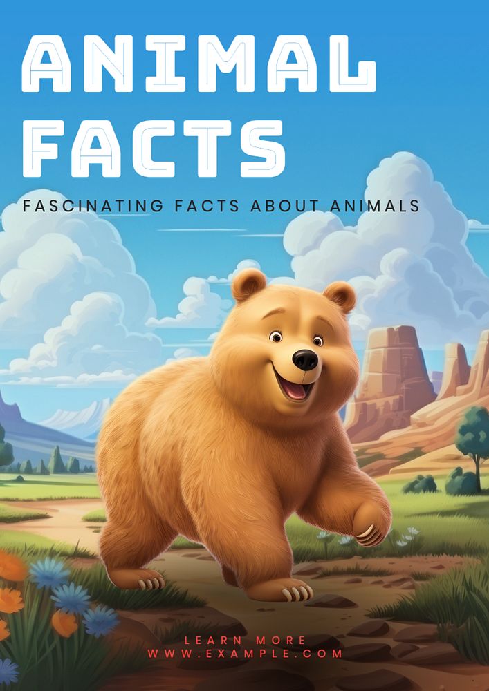 Animal facts poster template, editable text and design