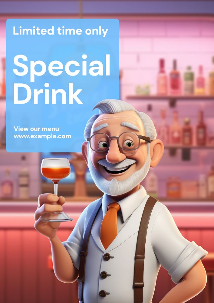 Special drink poster template, editable text and design