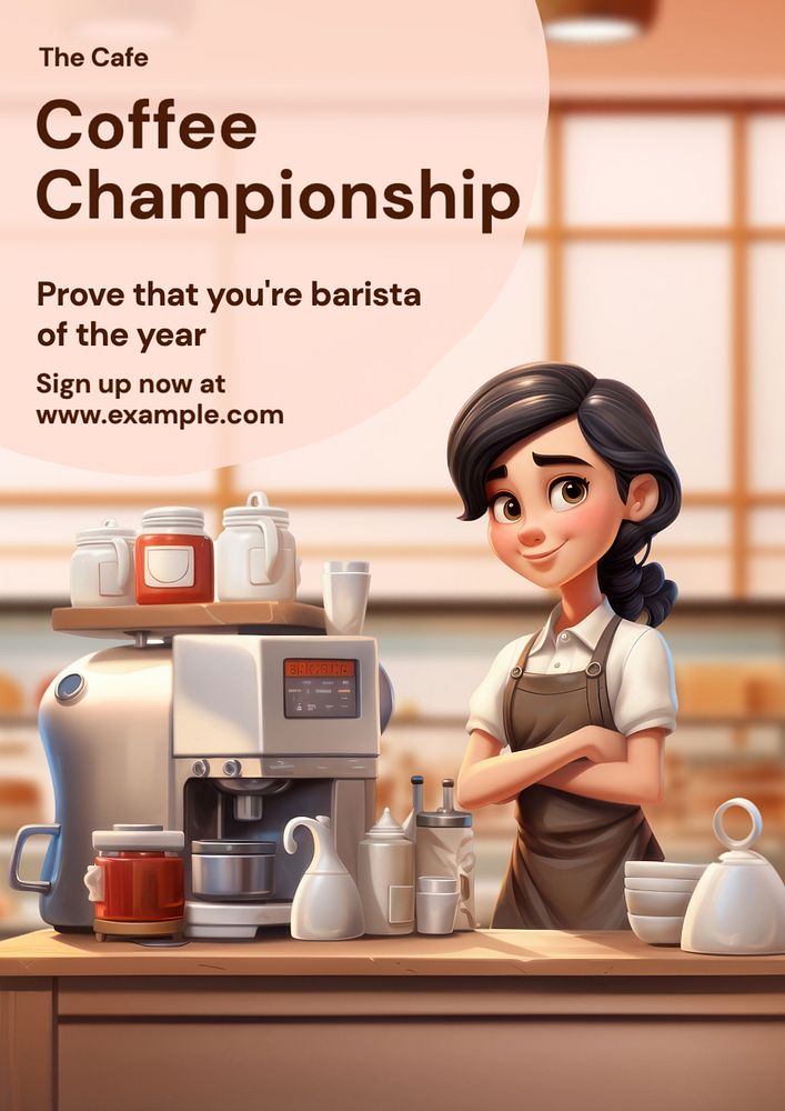 Coffee championship poster template, editable text and design