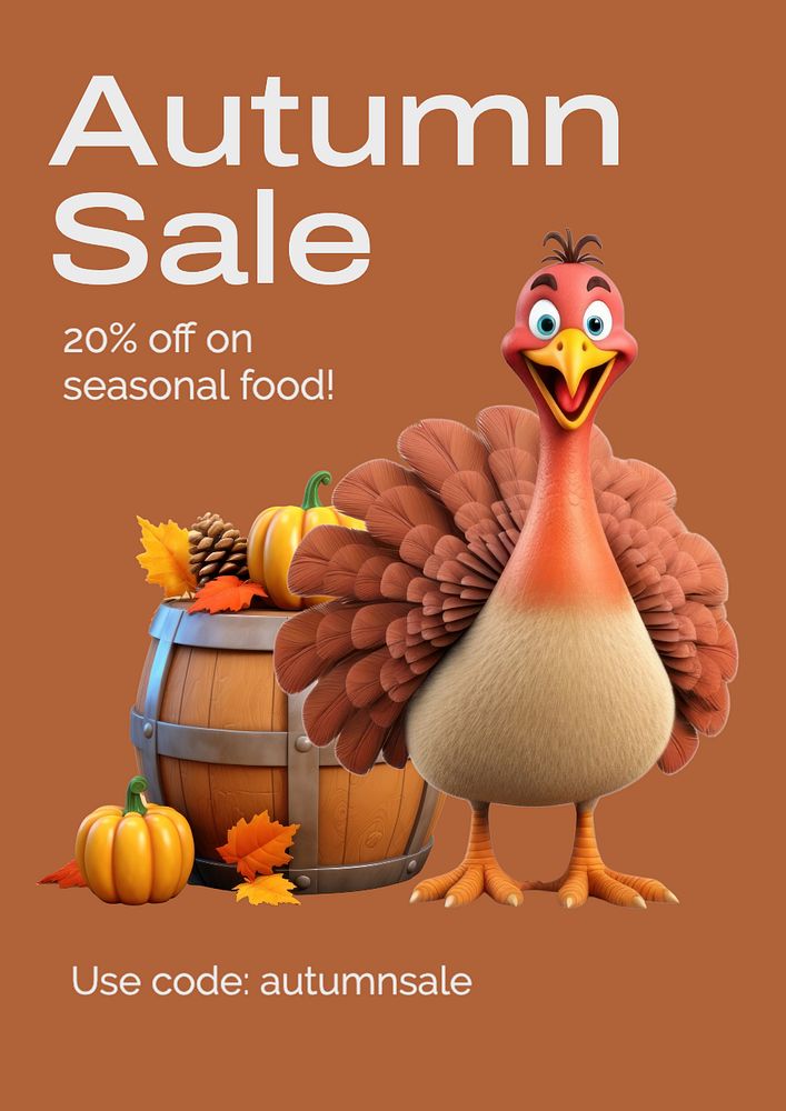 Autumn sale poster template, editable text and design