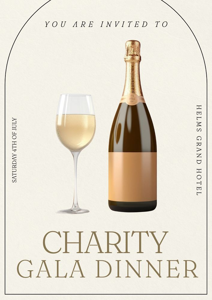 Charity gala dinner poster template, editable text and design