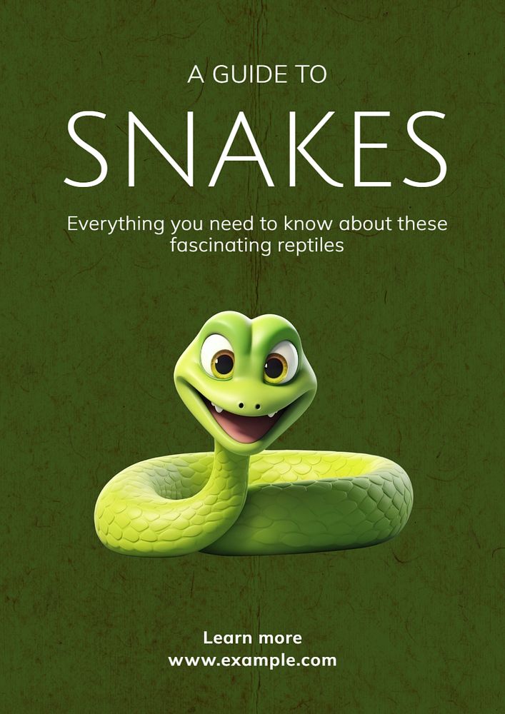 Snake guide poster template, editable text and design