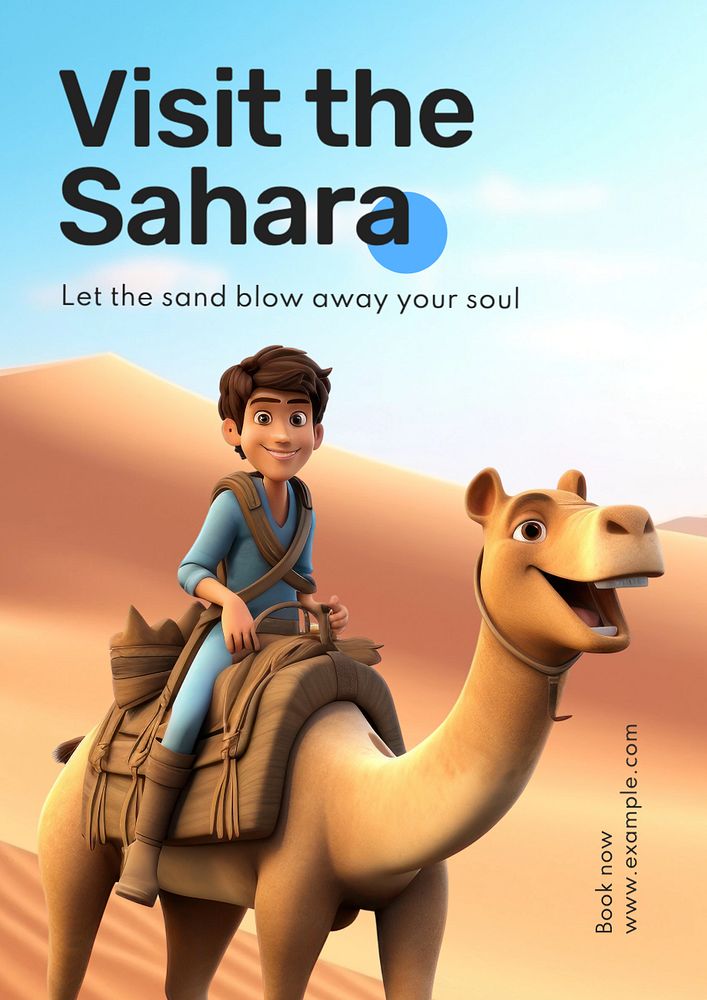 Visit Sahara poster template, editable text and design