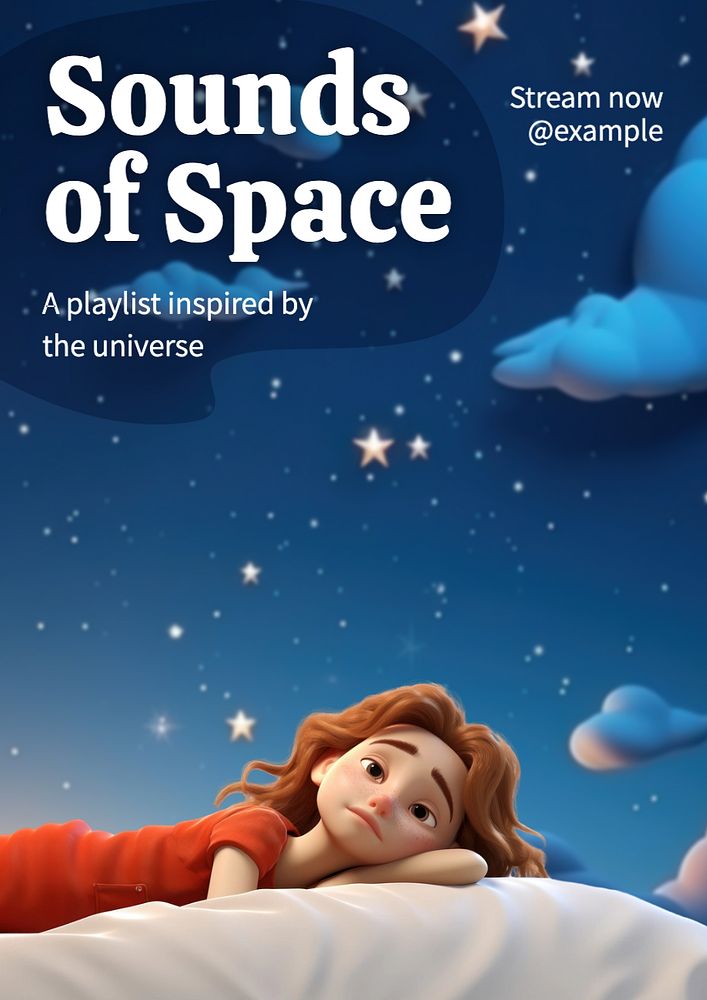 Space playlist poster template, editable text and design