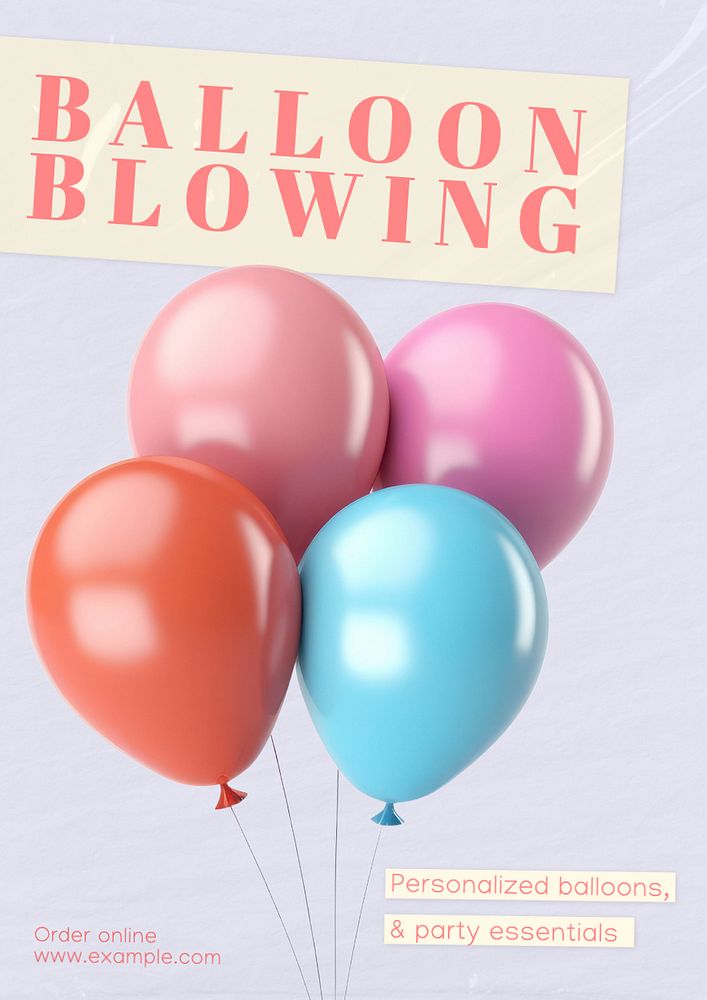 Balloon shop poster template, editable text and design