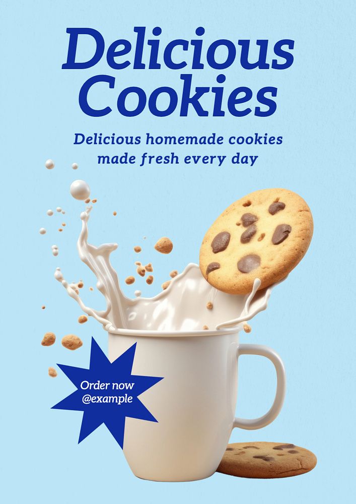 Delicious cookies poster template, editable text and design