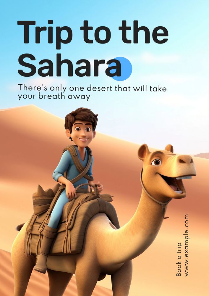 Sahara desert poster template, editable text and design