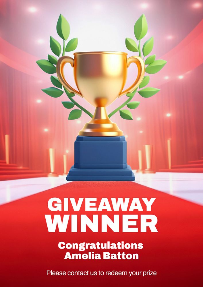 Giveaway winner poster template, editable text and design