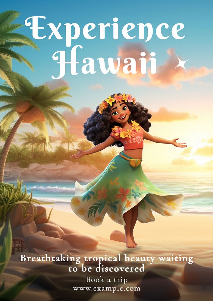 Hawaii poster template, editable text and design