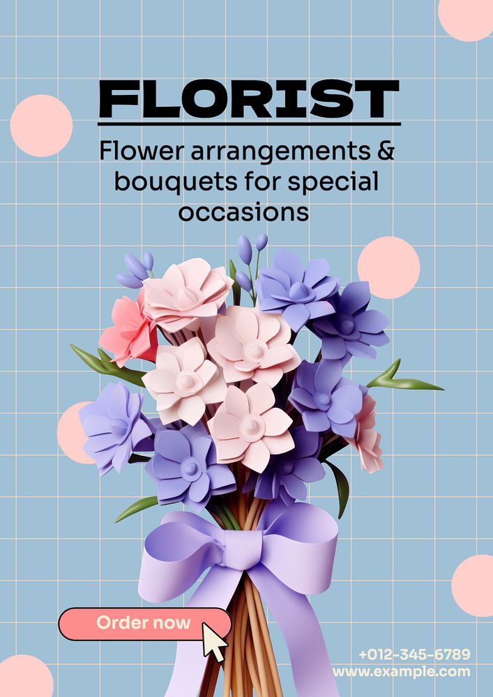 Florist poster template, editable text and design