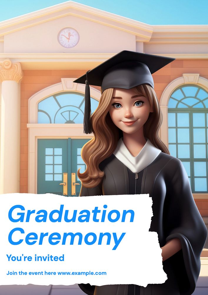 Graduation ceremony poster template, editable text and design