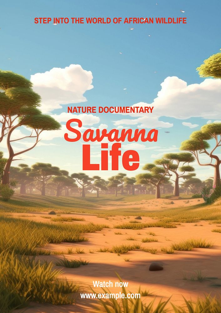 Savanna life poster template, editable text and design