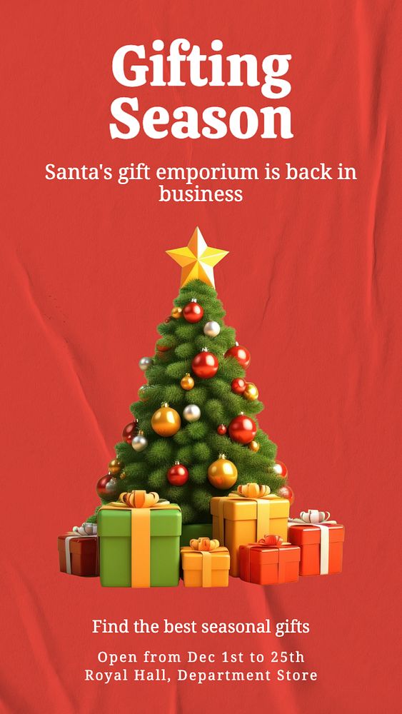 Christmas gift shop Instagram story template, editable text