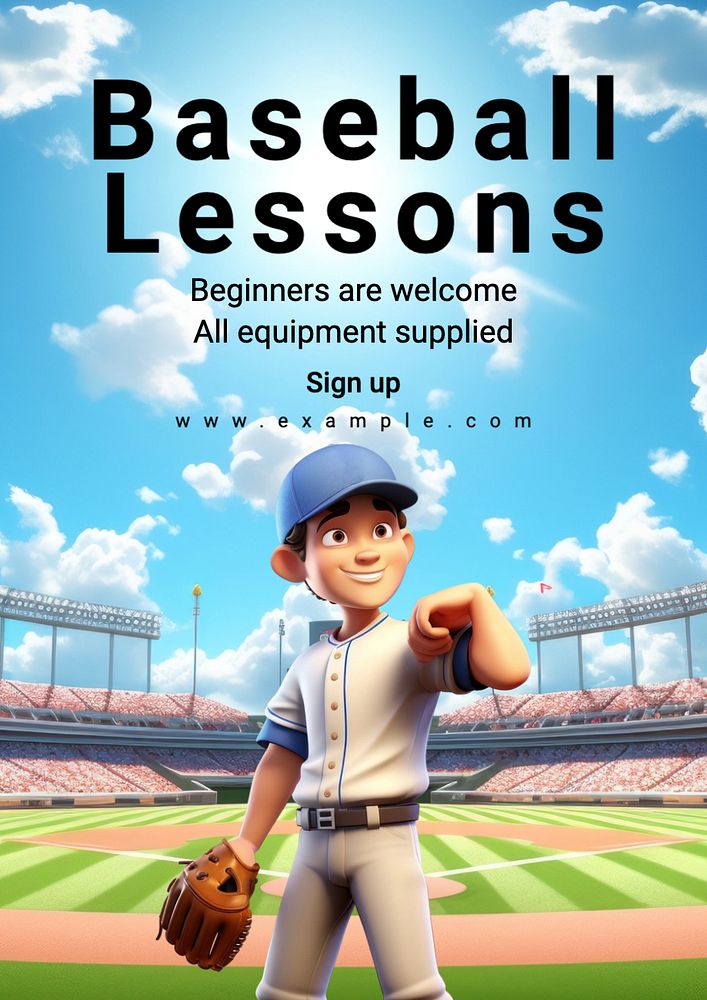 Baseball poster template, editable text and design