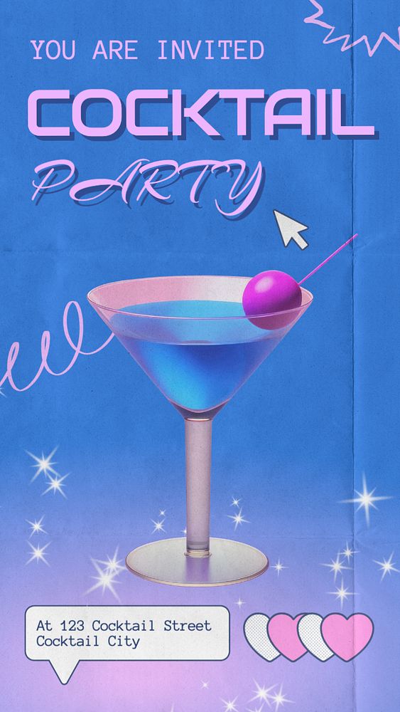 Cocktail party Instagram story template, editable text