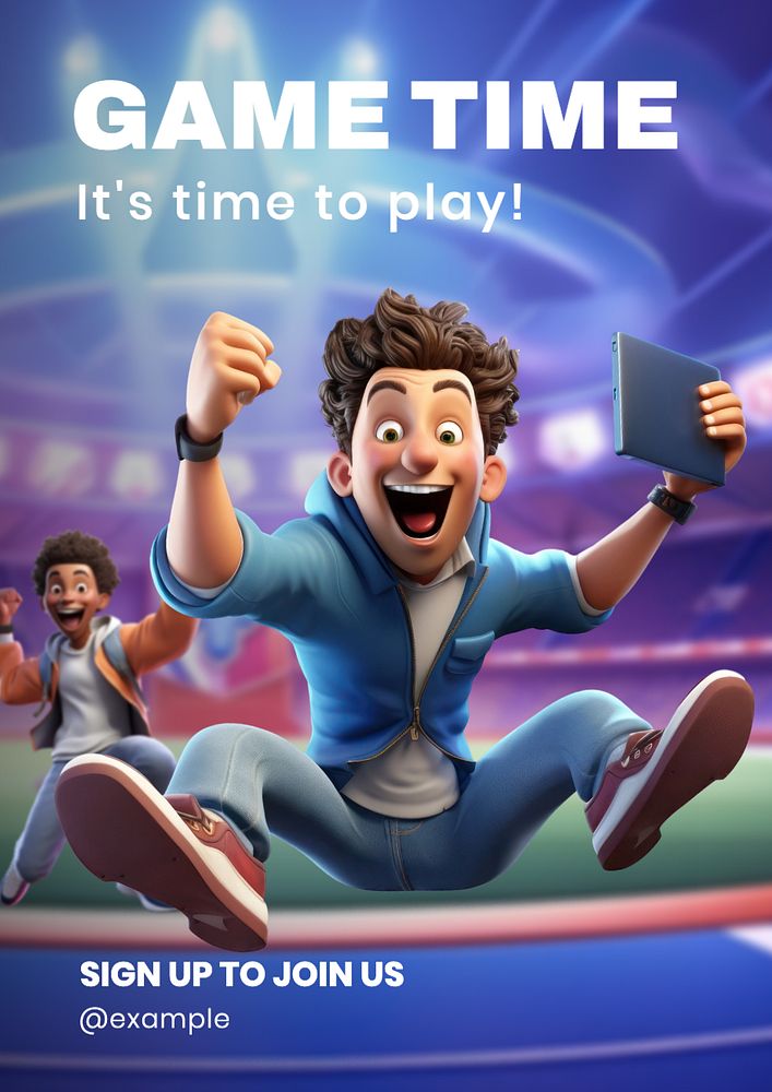 Game time poster template, editable text and design