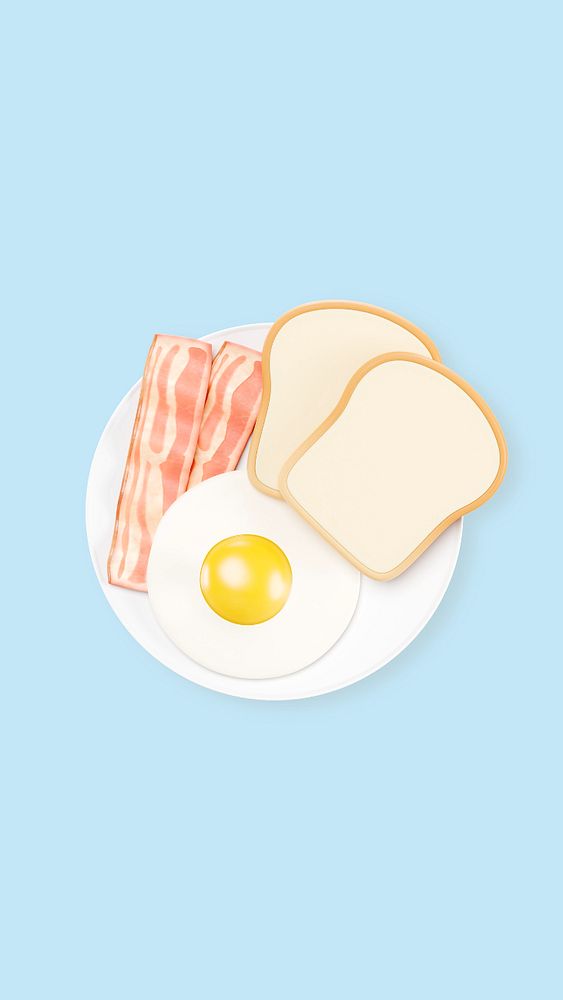 3D American breakfast, element editable illustration