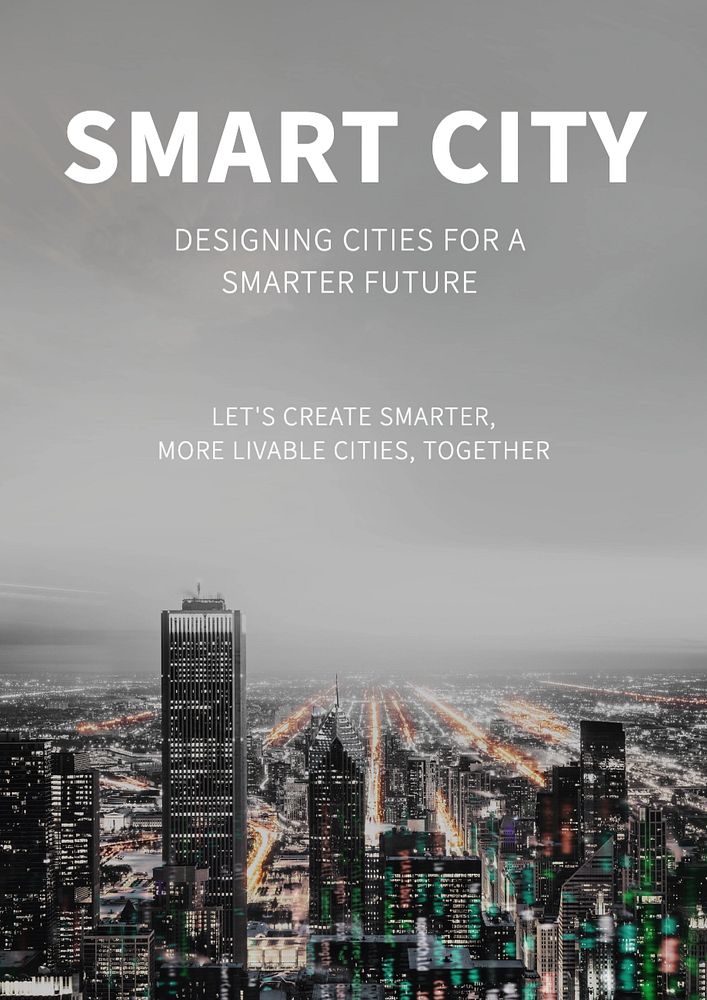 Smart city poster template, editable text and design