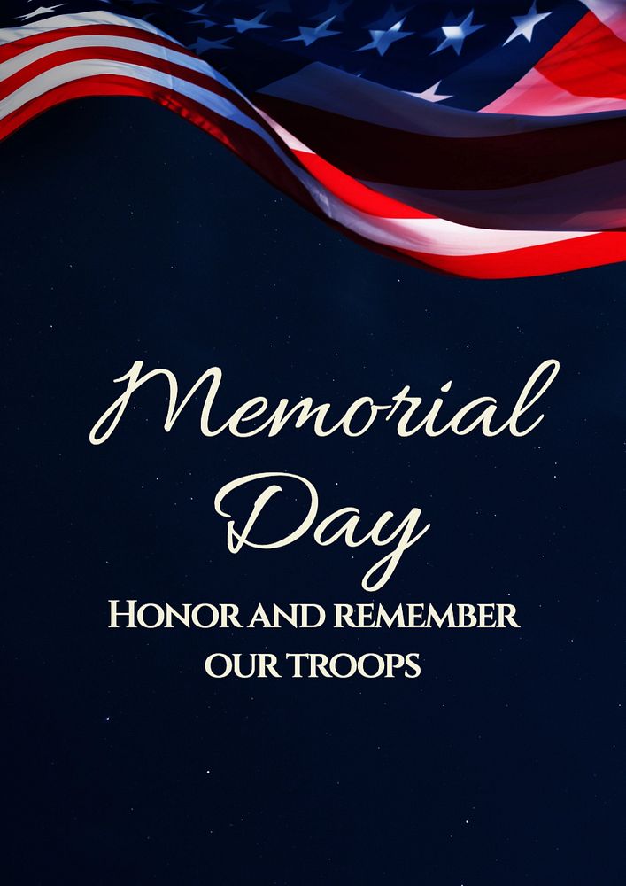 Memorial day poster template, editable text and design