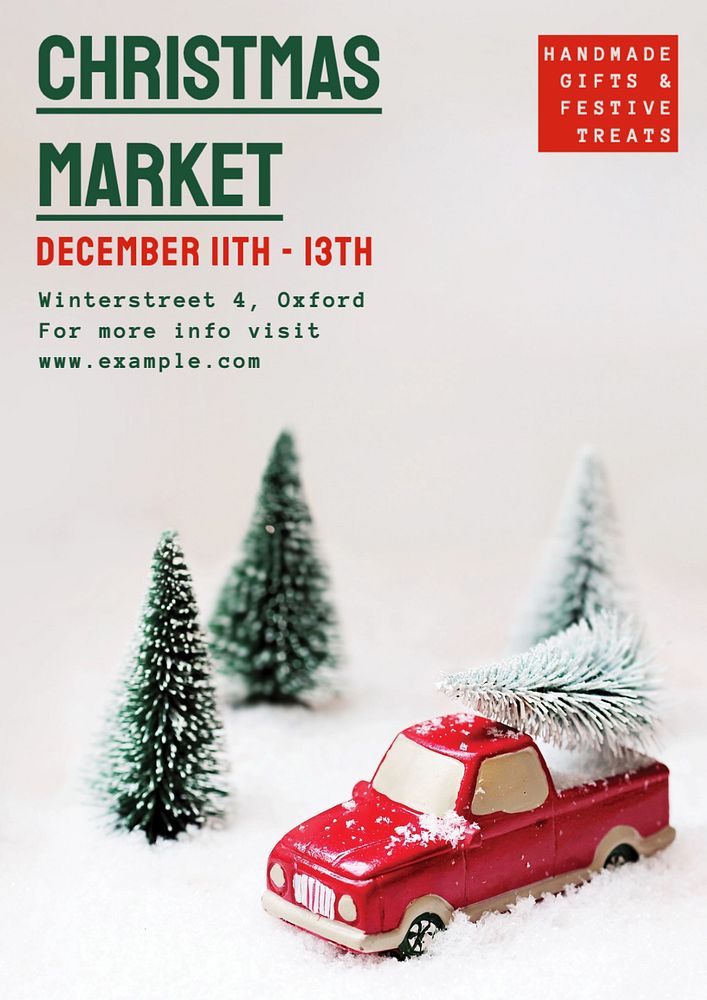 Christmas market poster template, editable text and design