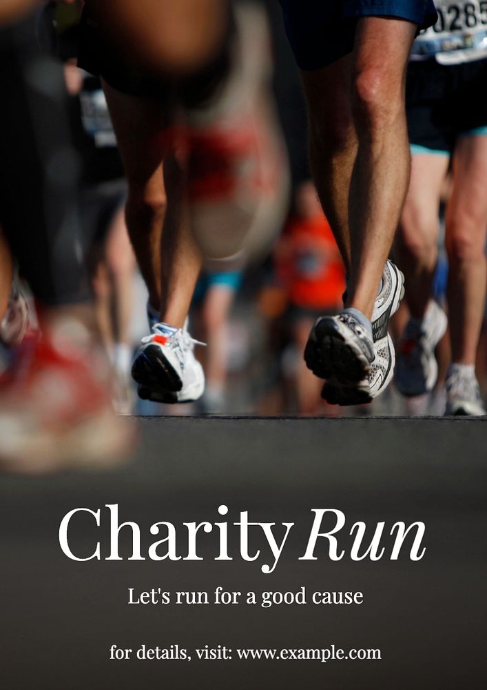 Charity run poster template, editable text and design