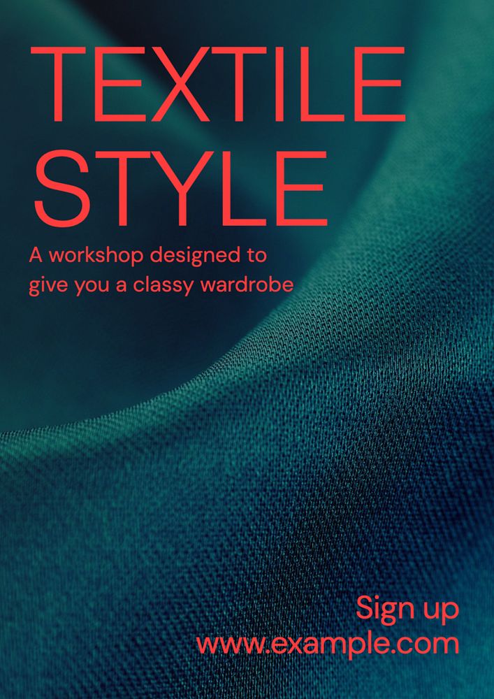 Textiles poster template, editable text and design