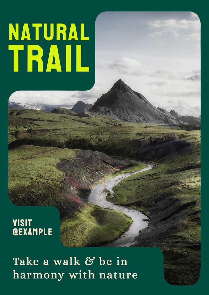 Natural trail  poster template, editable text and design