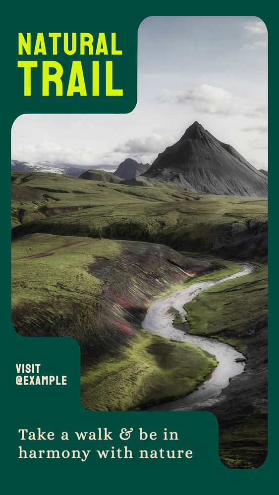 Natural trail  Instagram story template, editable text