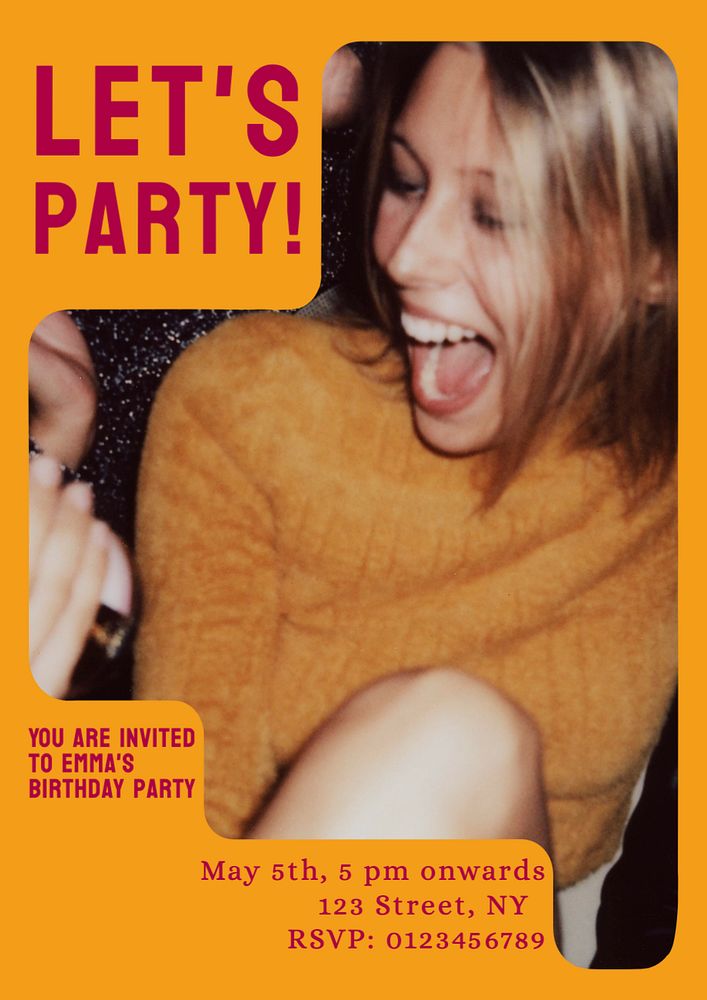 Let's party  poster template, editable text and design