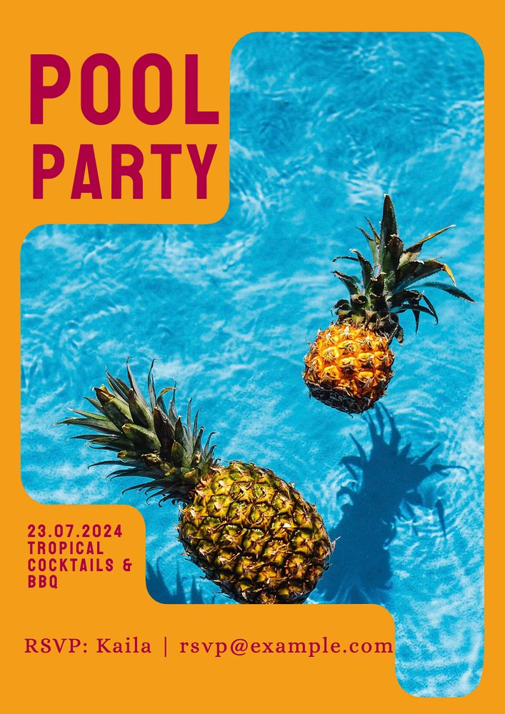 Pool party  poster template, editable text and design