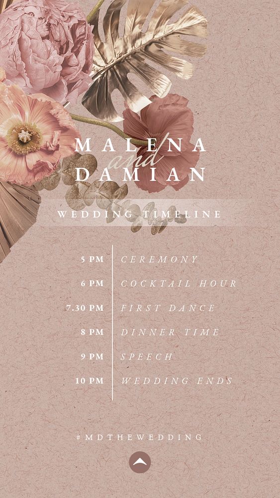 Aesthetic wedding Facebook story template, editable text