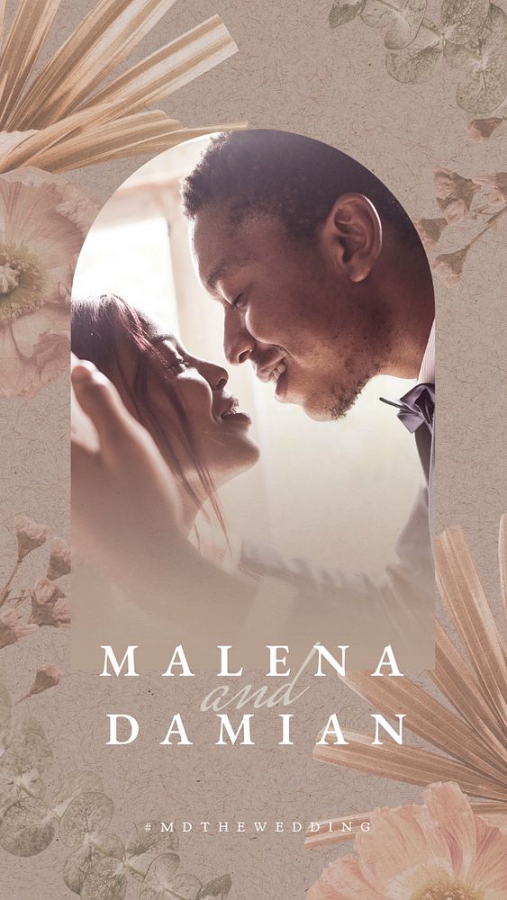 Wedding invitation Facebook story template, editable text
