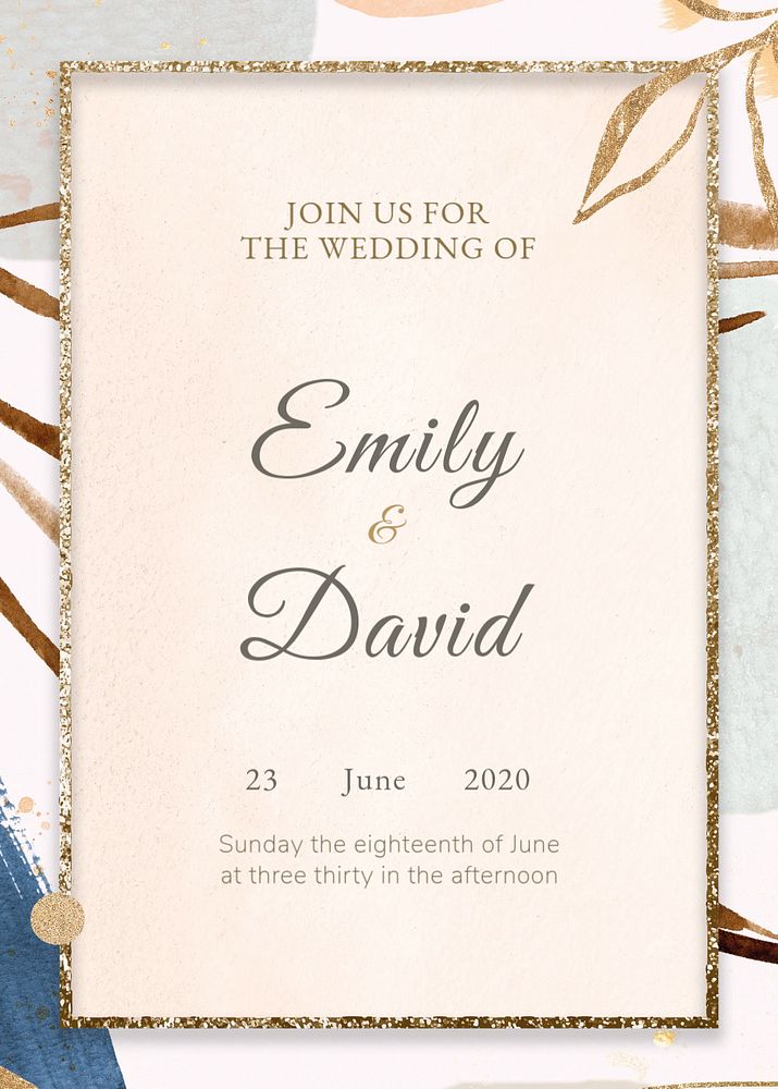 Botanical aesthetic invitation card template, beige design