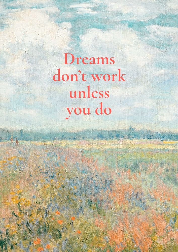 Nature illustration poster template, editable quote, Claude Monet's painting remixed by rawpixel