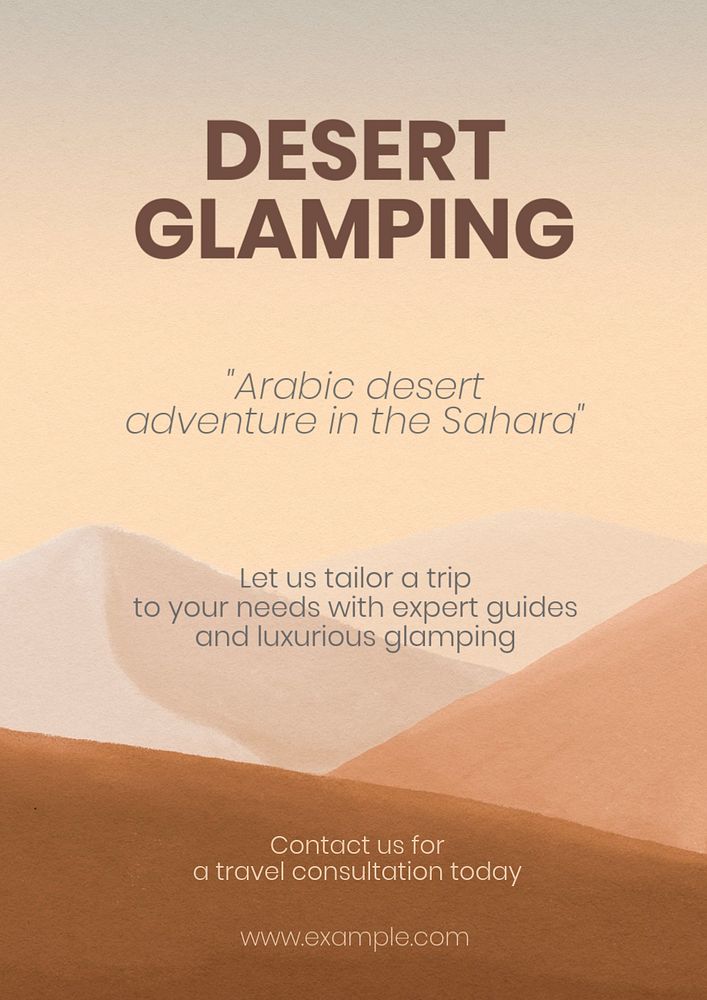 Watercolor desert poster template, landscape illustration