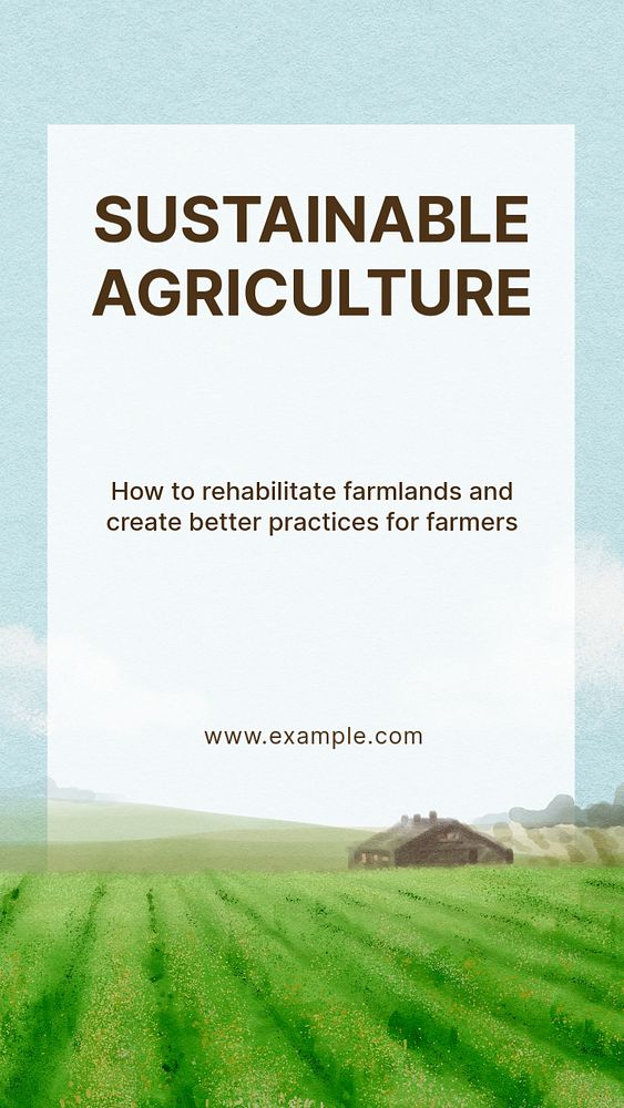 Sustainable agriculture Instagram story template, watercolor landscape