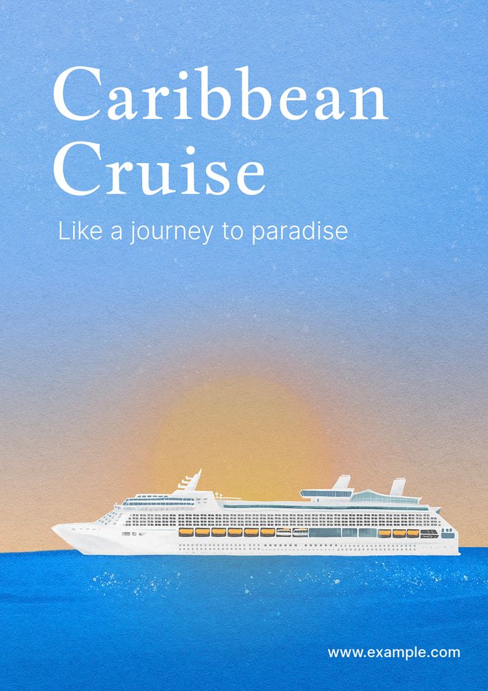 Caribbean cruise poster template, tourism industry